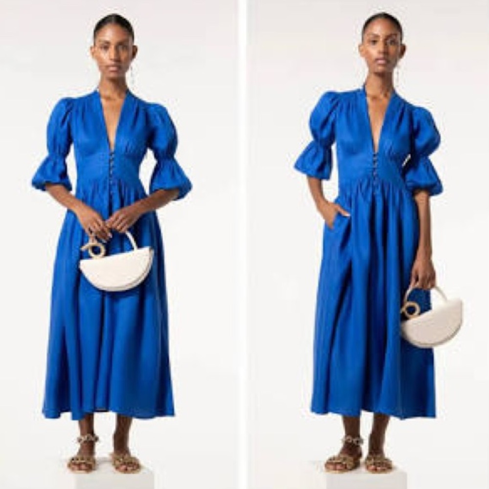 Cult Gaia Blue Linen Dress Persian Blue Size 2 NWT